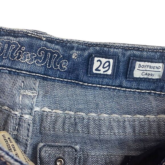 Y2K Miss Me Size 29 Boyfriend Capri Jeans Contrast Stitching Flap Pocket Western - Picture 3 of 12